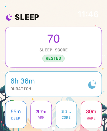 +1UP Apple Watch sleep summary